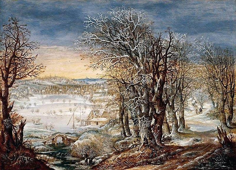 Denis van Alsloot Winter Landscape in the Foret de Soignes, with The Flight into Egypt oil painting image
